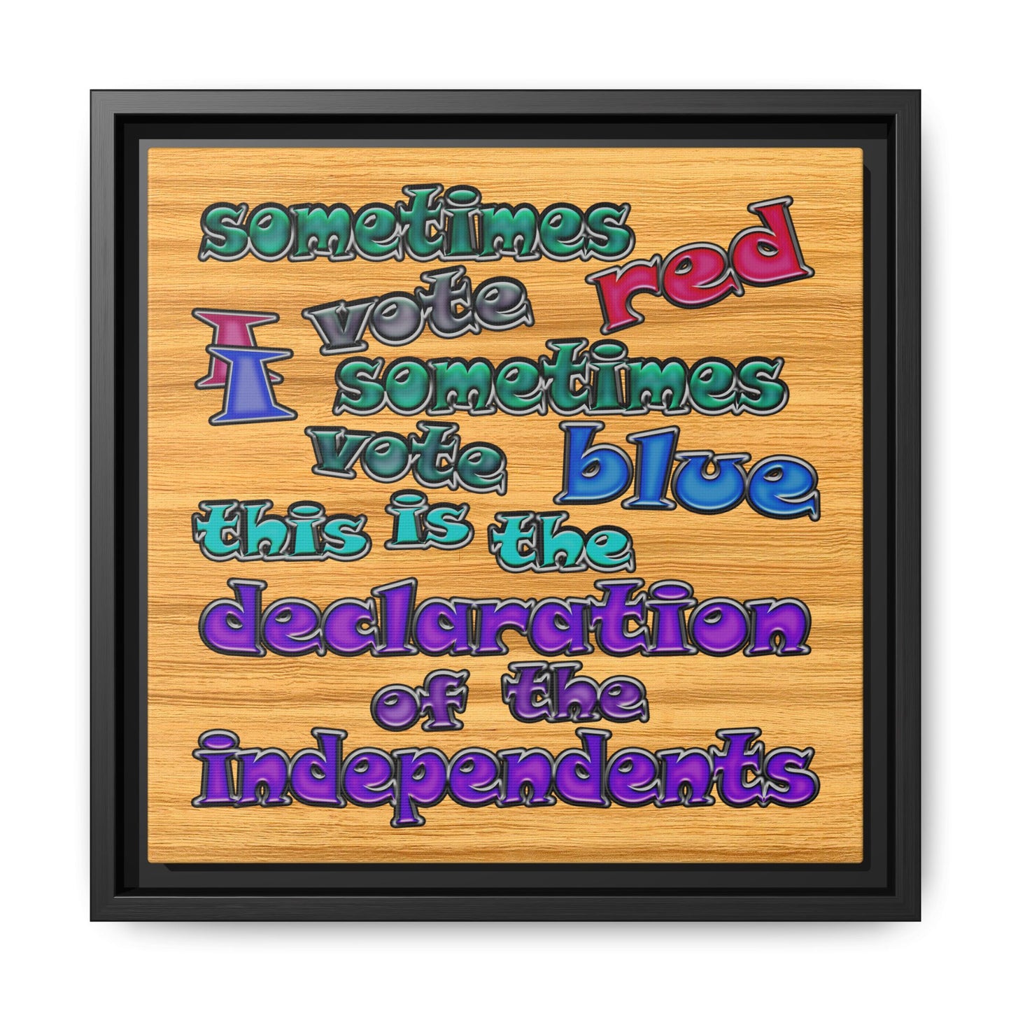 declaration of the independents - framed canvas art (butterscotch wood finish)