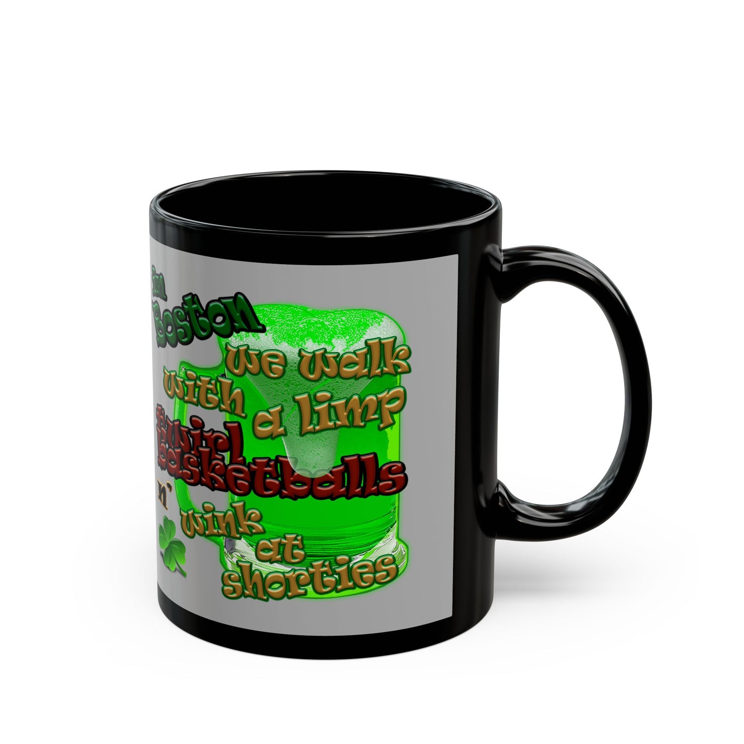 celtics logo - Black Mug (light grey)