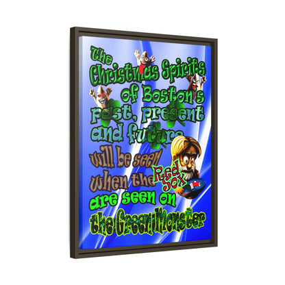 christmas spirits of boston - framed canvas art (blue-white wave)