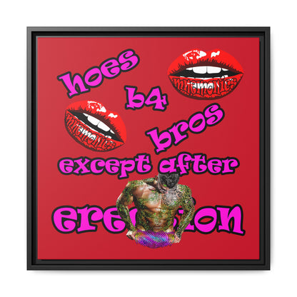 hoes b4 bros - framed canvas art (dark red)