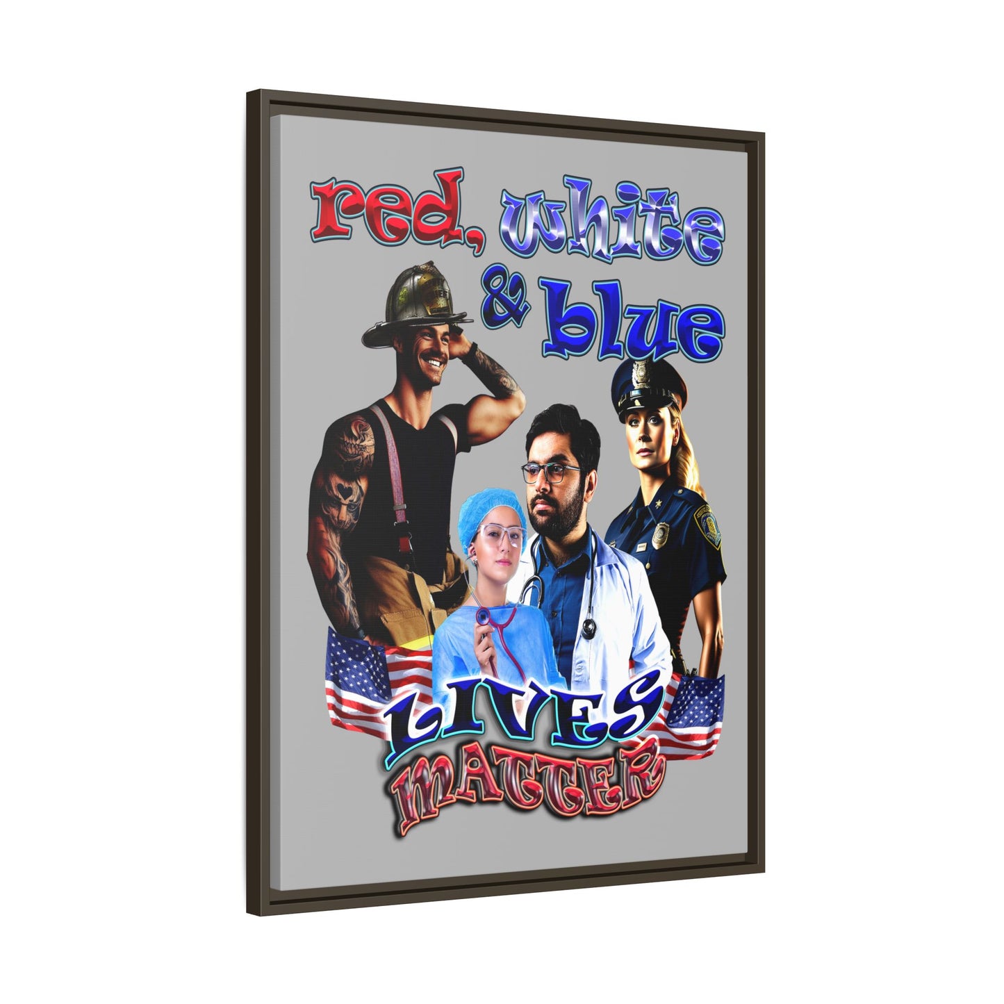 rw&b lives matter - framed canvas art (light grey)