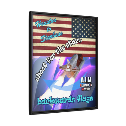 shoot for the stars - framed canvas art (grey-pink wave)