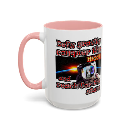 defy conquer reach - Accent Mug (white)