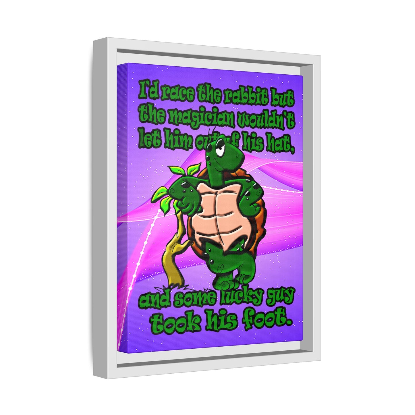 turtle race - framed canvas art (purple-pink wave)