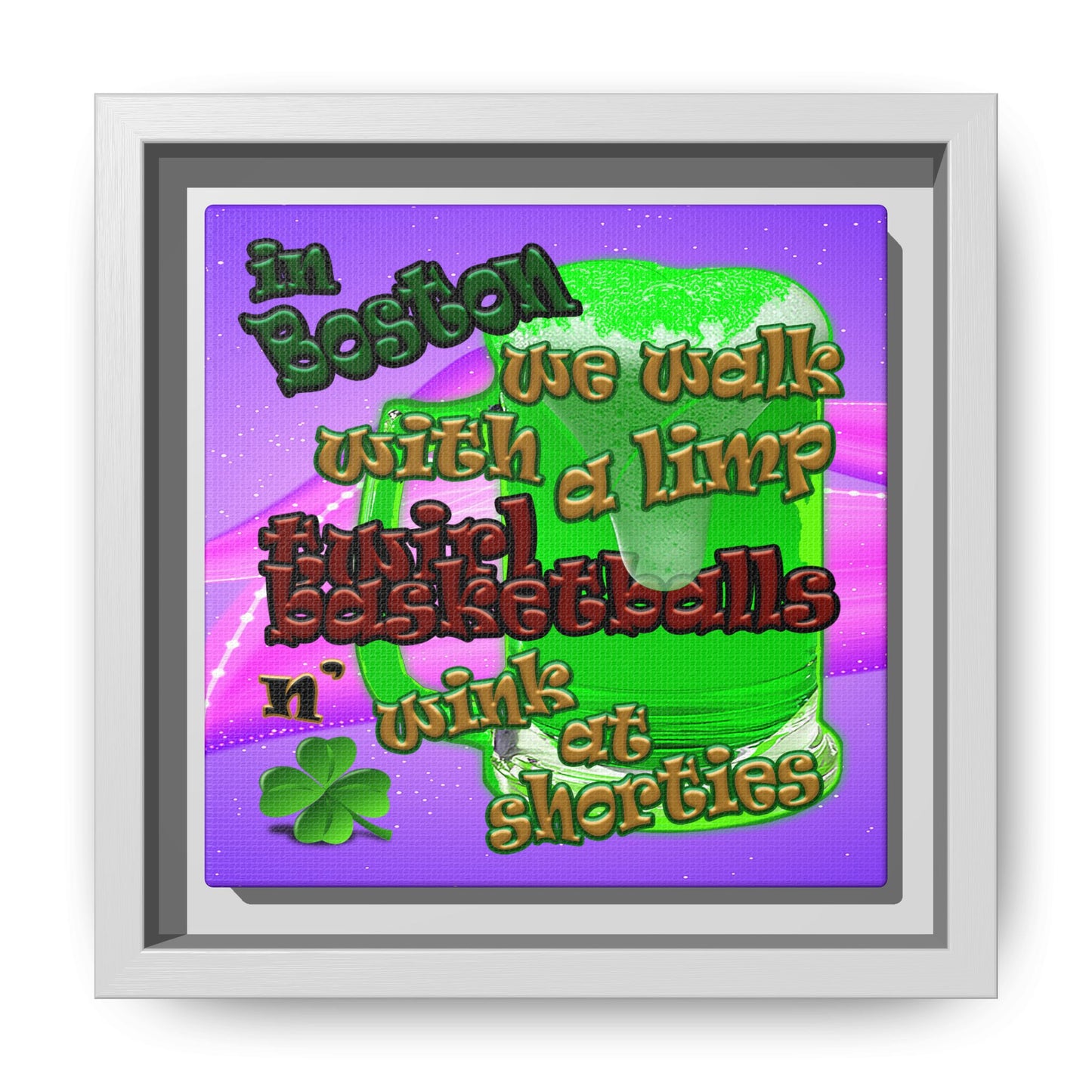 celtics logo - framed canvas art (purple-pink wave)