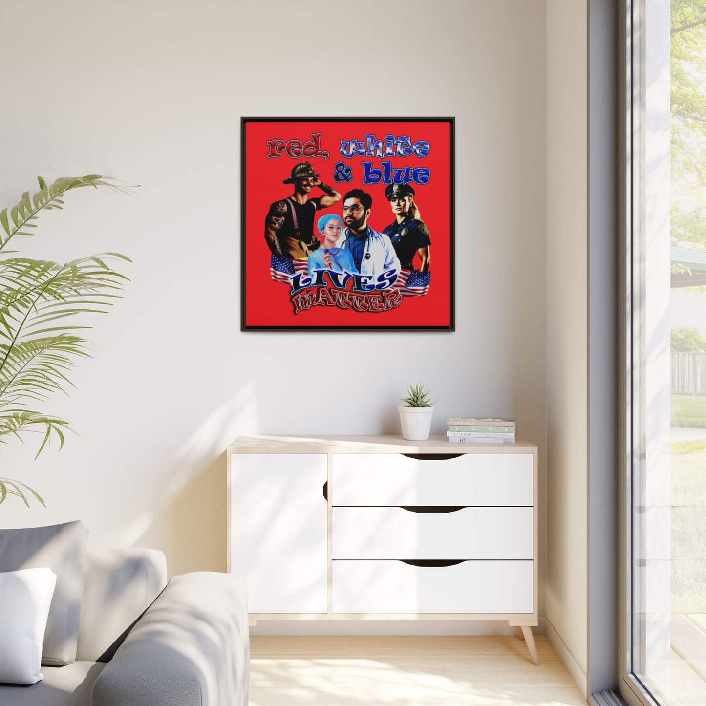 rw&b lives matter - framed canvas art (red)