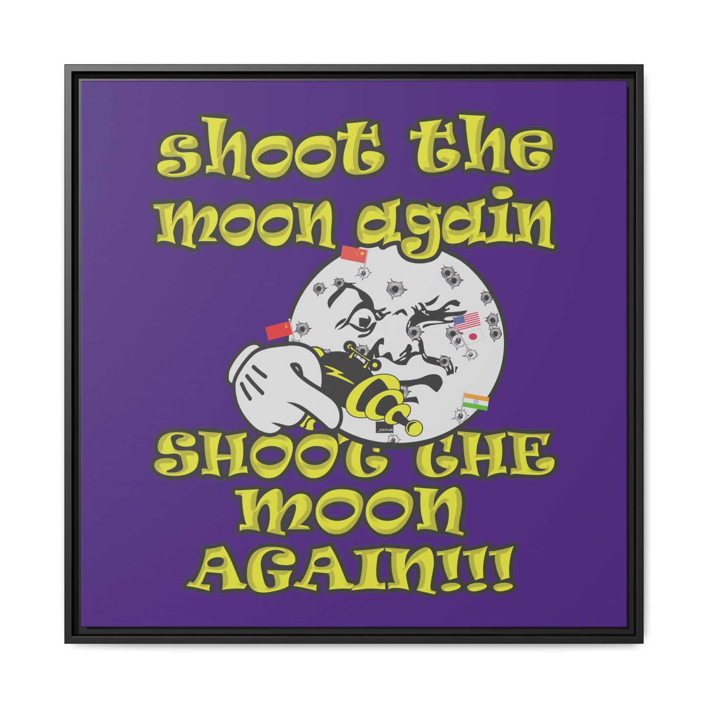 shoot the moon again - framed canvas art (purple)