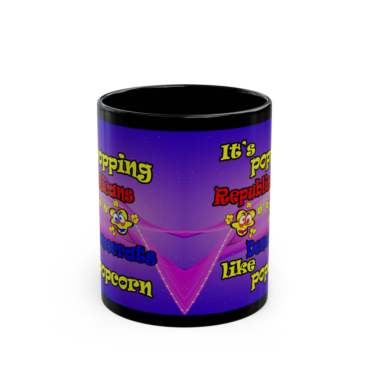 popping like popcorn - Black Mug (purple-pink wave)