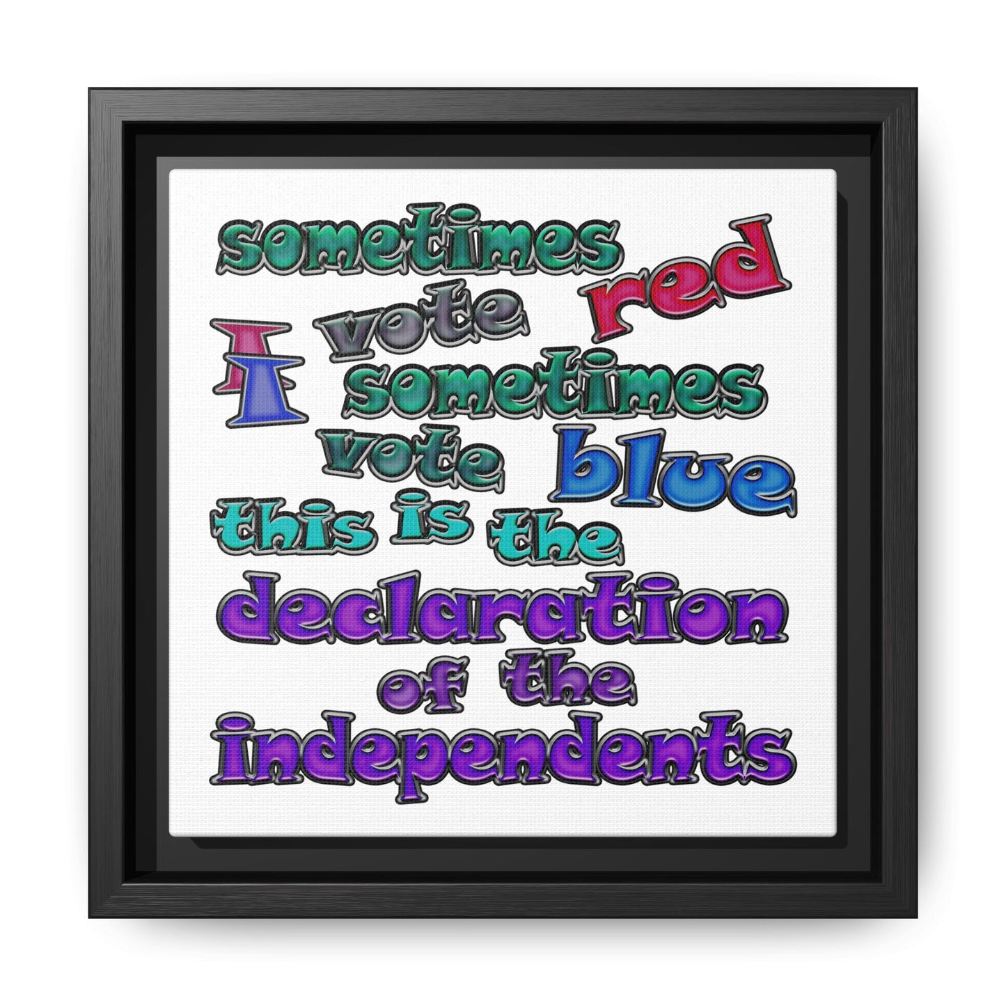 declaration of the independents - framed canvas art (white)