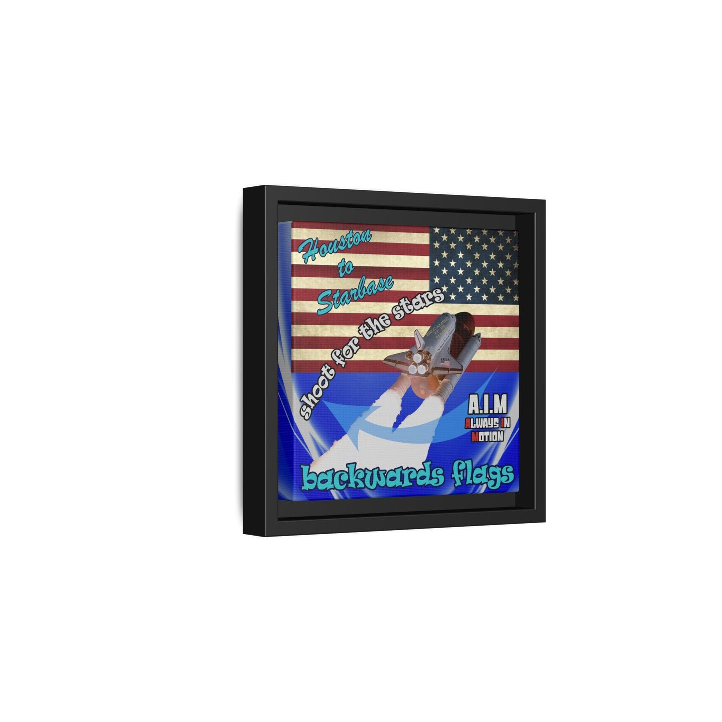 shoot for the stars - framed canvas art (blue-white wave)