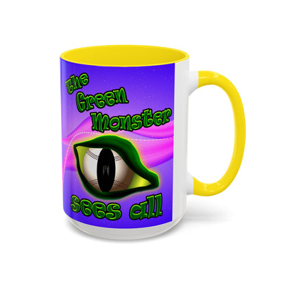 green monster - Accent Mug (purple-pink wave)