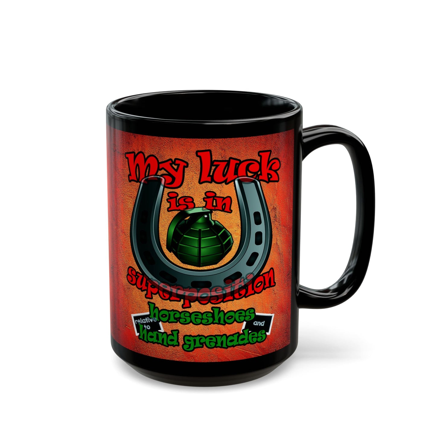 my luck - Black Mug (burnt orange)