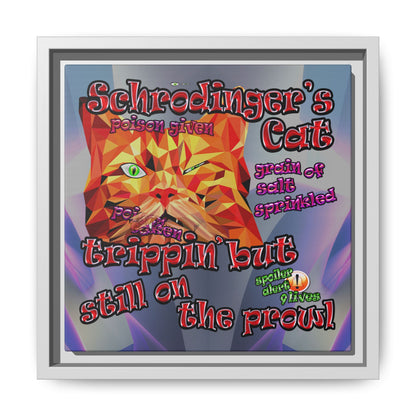 schrodinger's cat - framed canvas art (grey-pink wave)