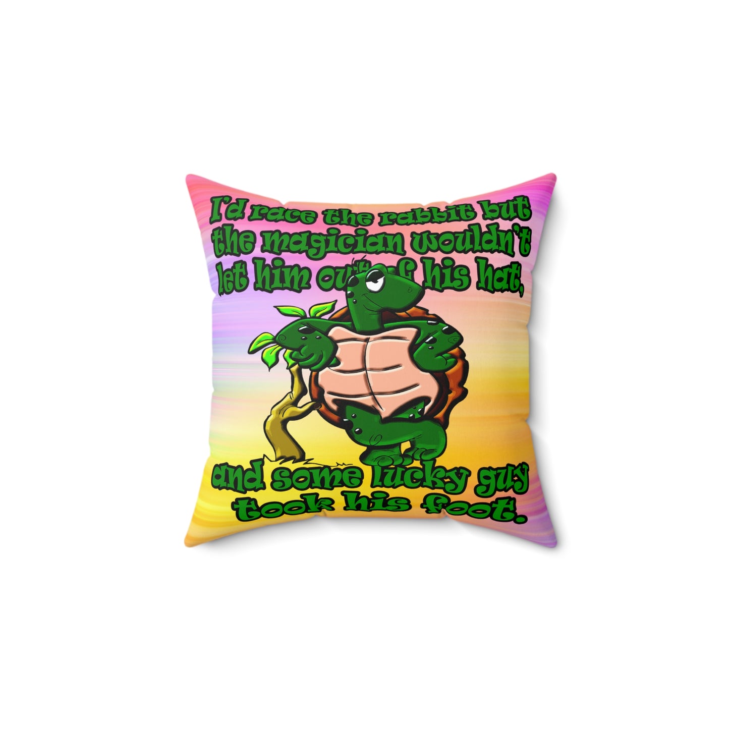 turtle race - Spun Polyester Square Pillow - (color blur)