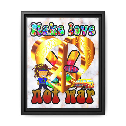 love peace - framed canvas art (white marble)