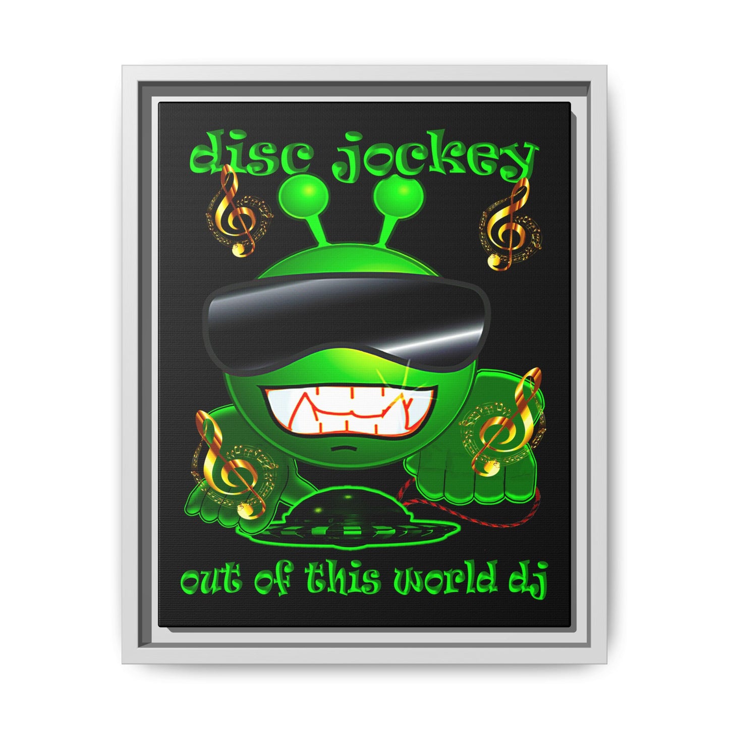 disc jockey - framed canvas art (black)