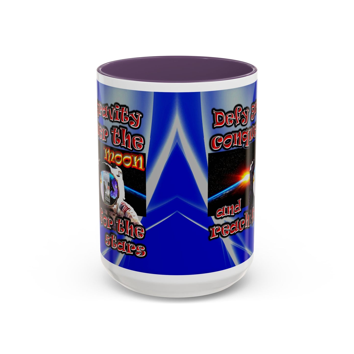 defy conquer reach - Accent Mug (blue-white wave)
