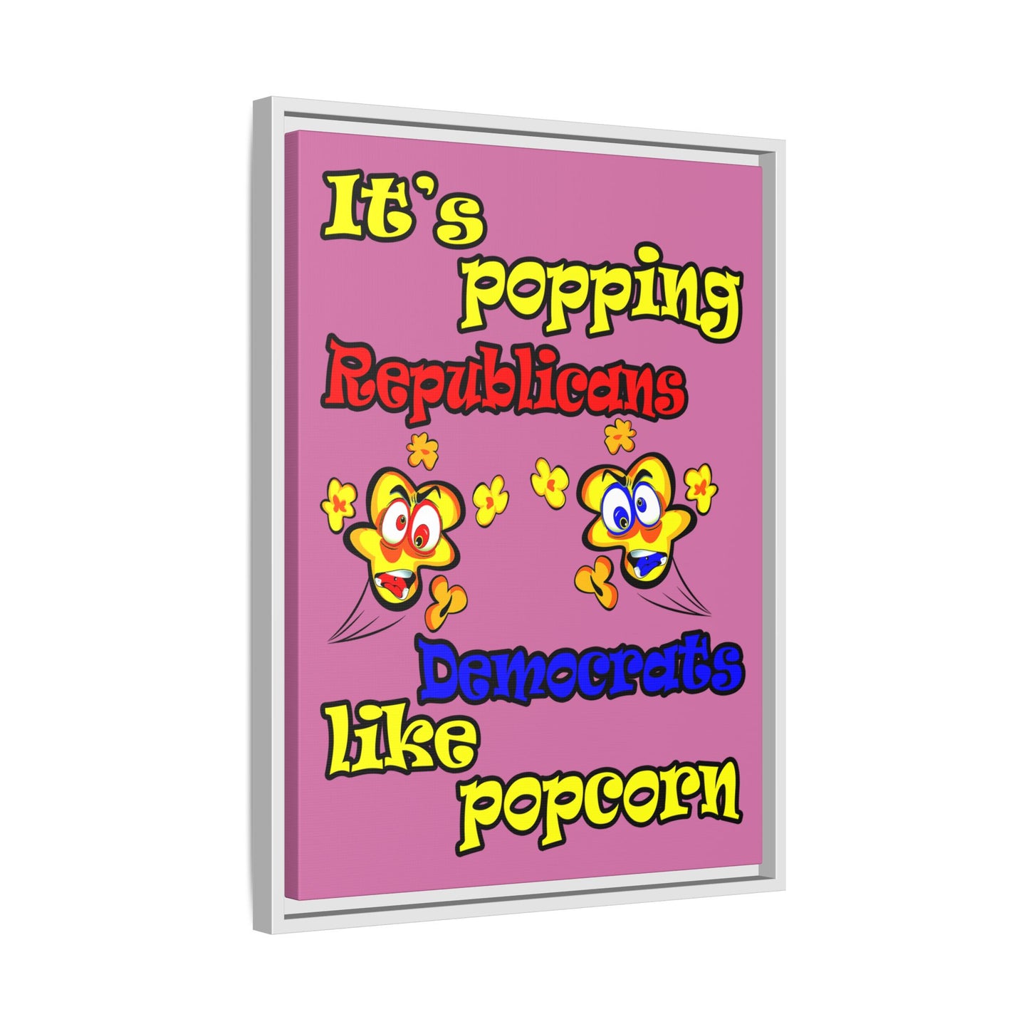 popping like popcorn - framed canvas art (light pink)