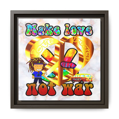 love peace - framed canvas art (white marble)