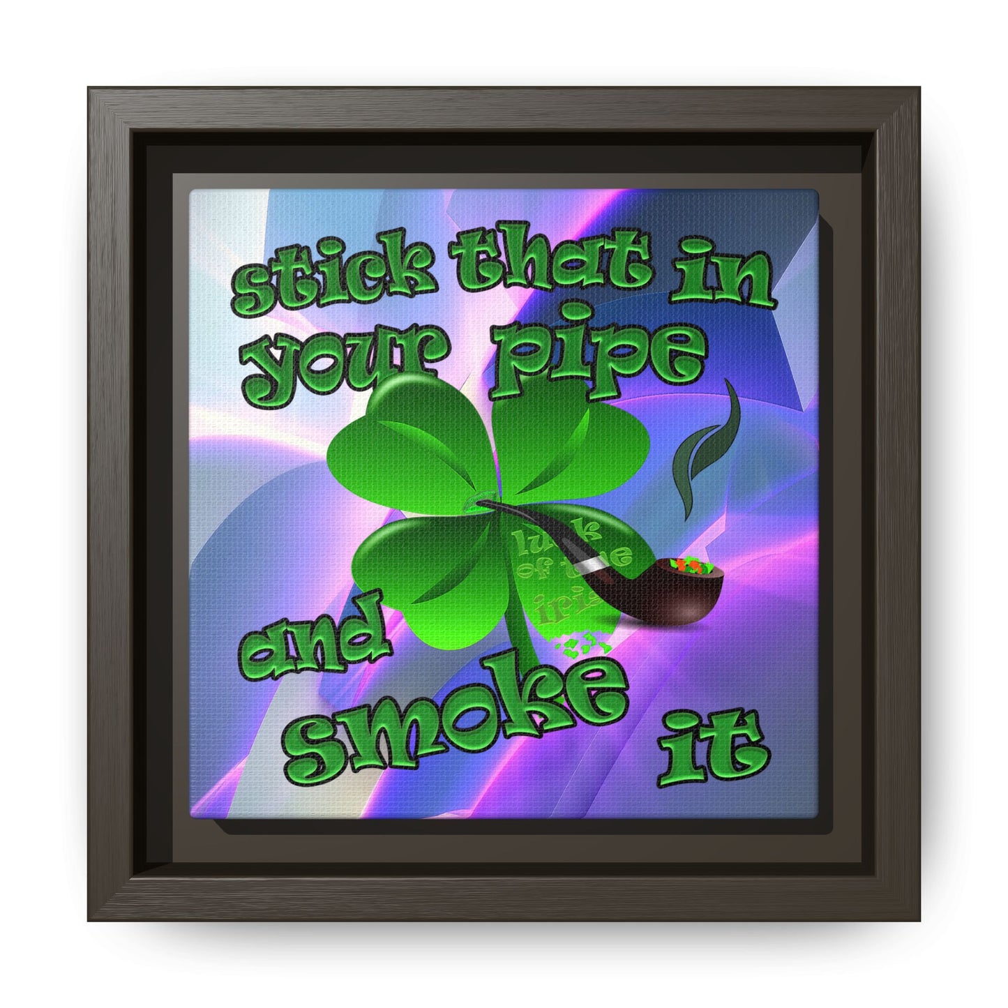 stick that in your pipe and smoke it - framed canvas art (grey-pink wave)