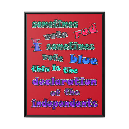 declaration of the independents - framed canvas art (dark red)