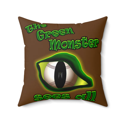 green monster - Spun Polyester Square Pillow - (brown)