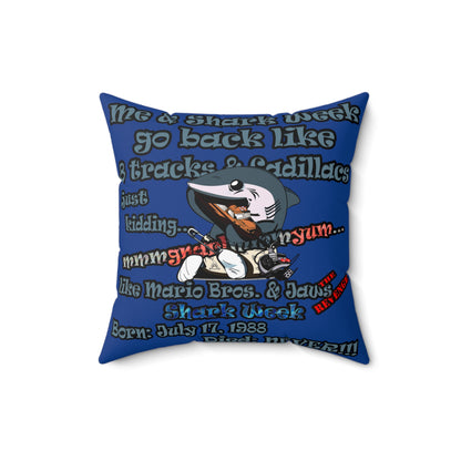 shark week - Faux Suede Square Pillow - (dark blue)