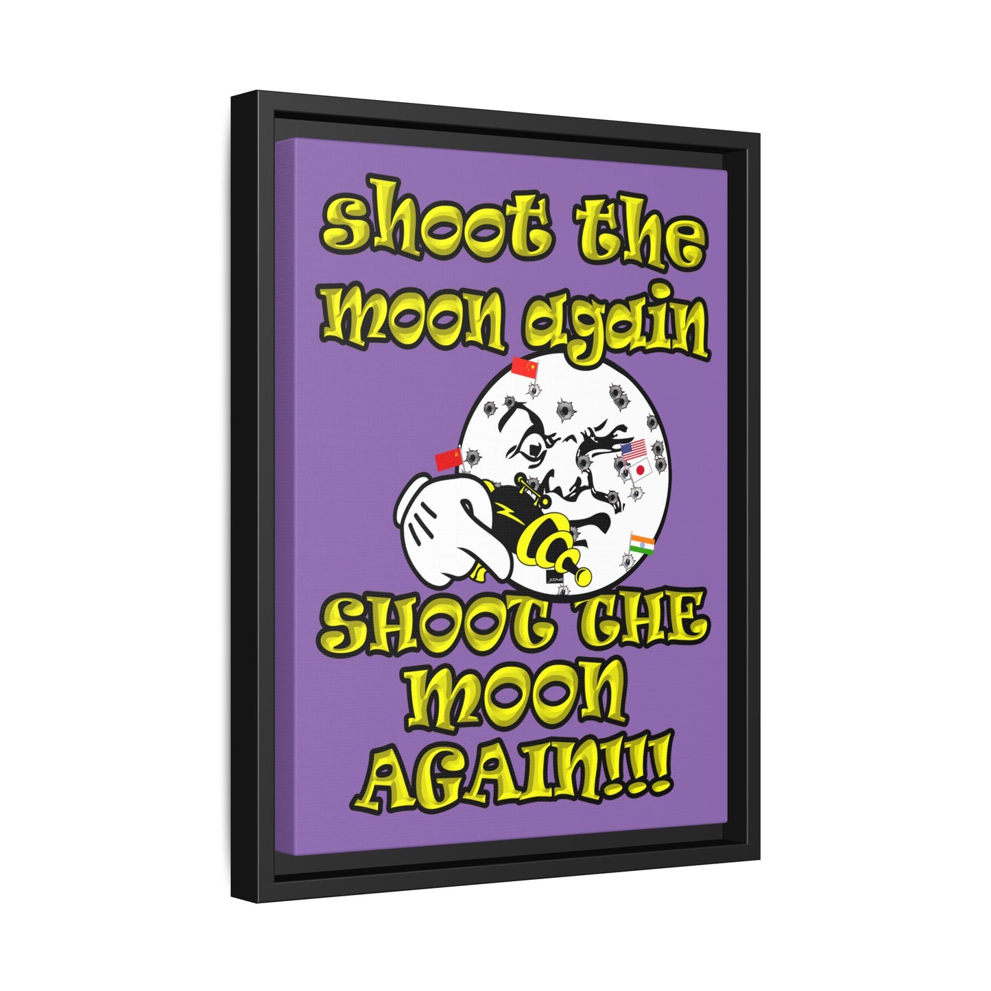 shoot the moon again - framed canvas art (light purple)