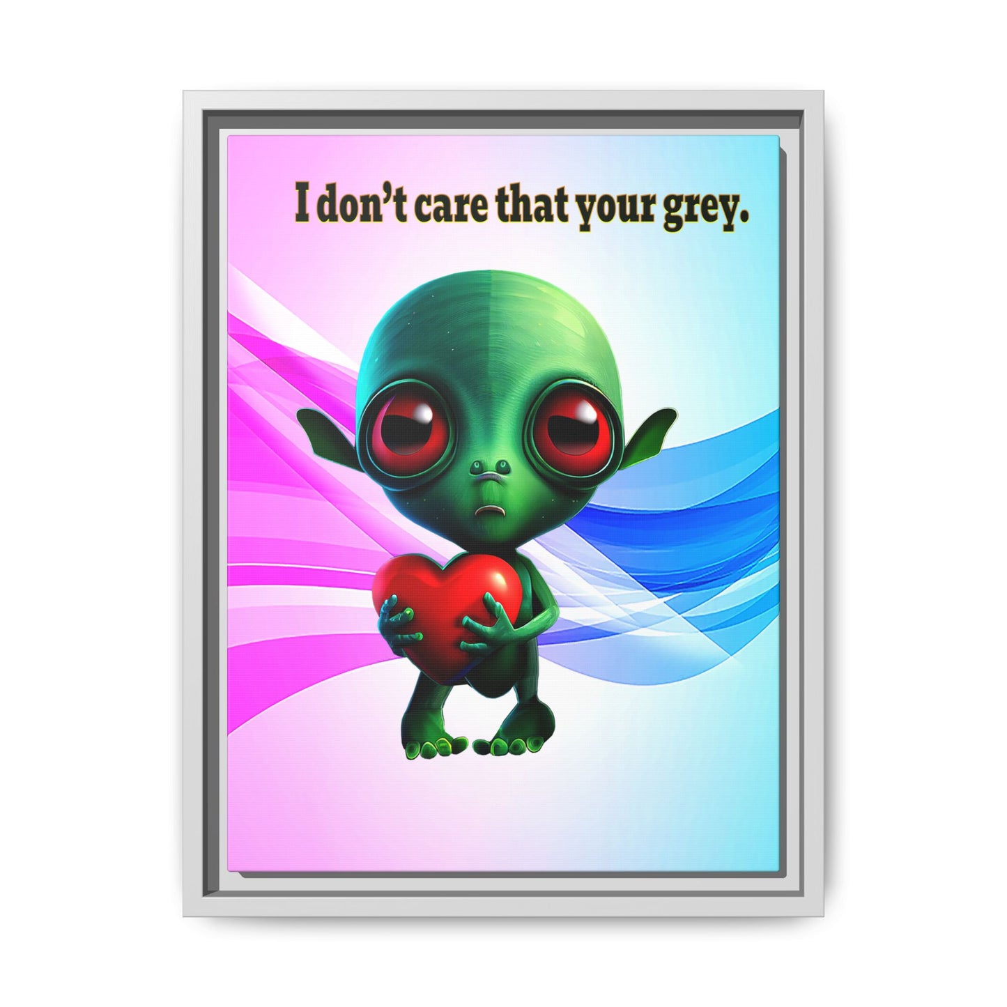 I don't care that your grey - framed canvas art (light blue-pink wave)