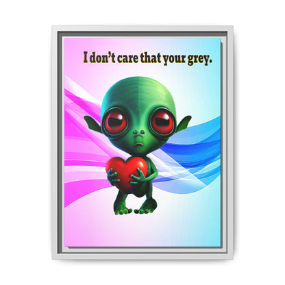 I don't care that your grey - framed canvas art (light blue-pink wave)