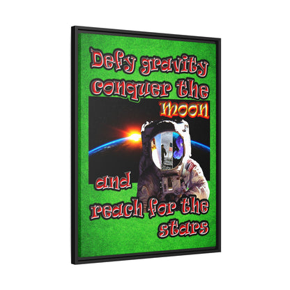defy conquer reach - framed canvas art (green turf)