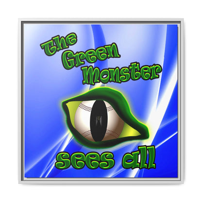 green monster - framed canvas art (blue-white wave)