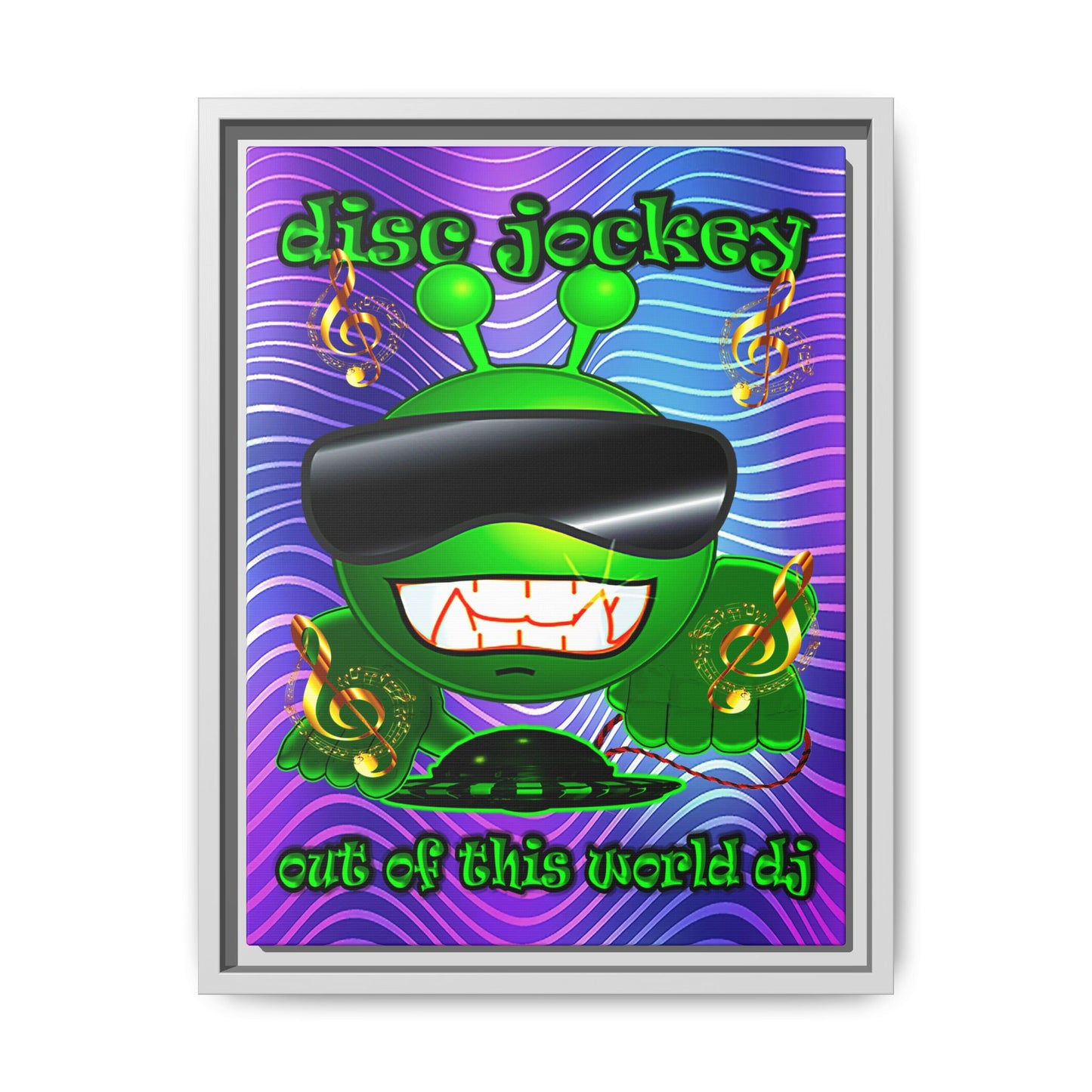 disc jockey - framed canvas art (purple wave)