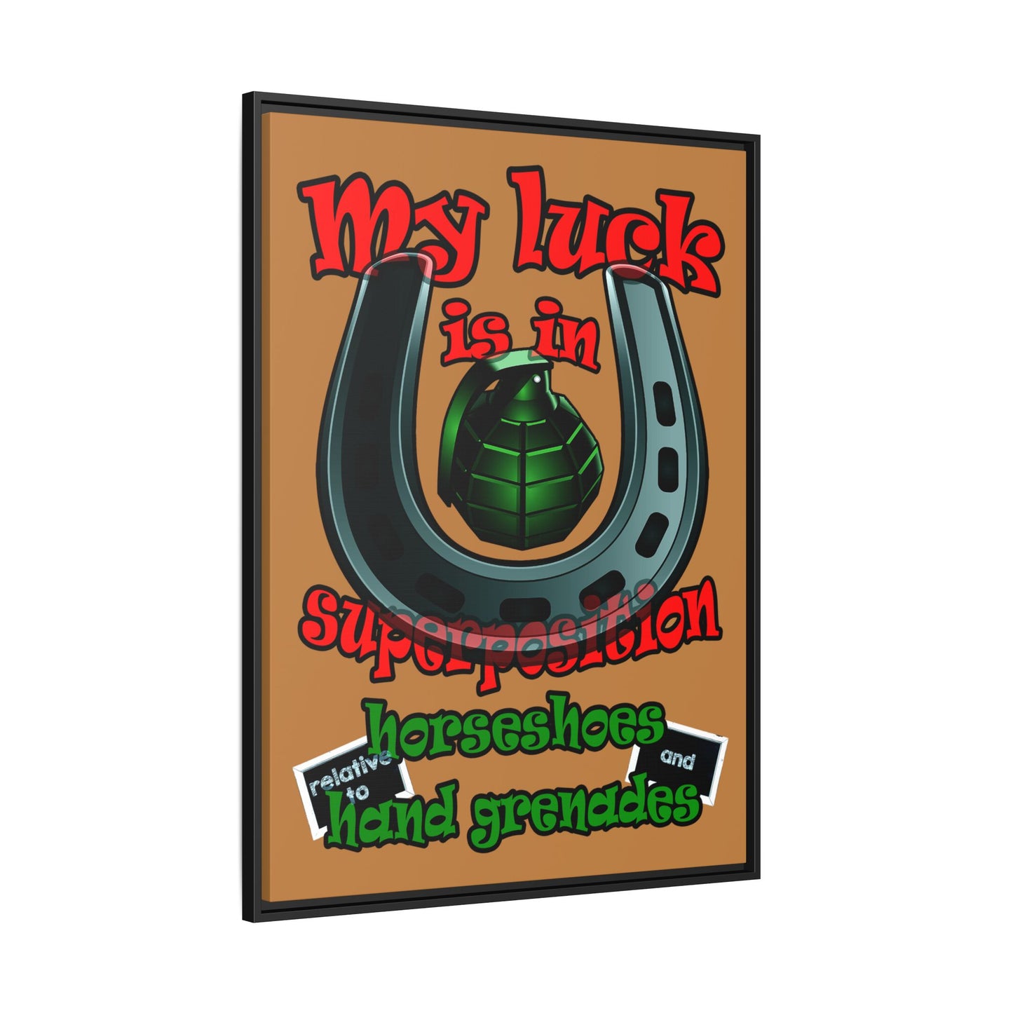 my luck - framed canvas art (light brown)