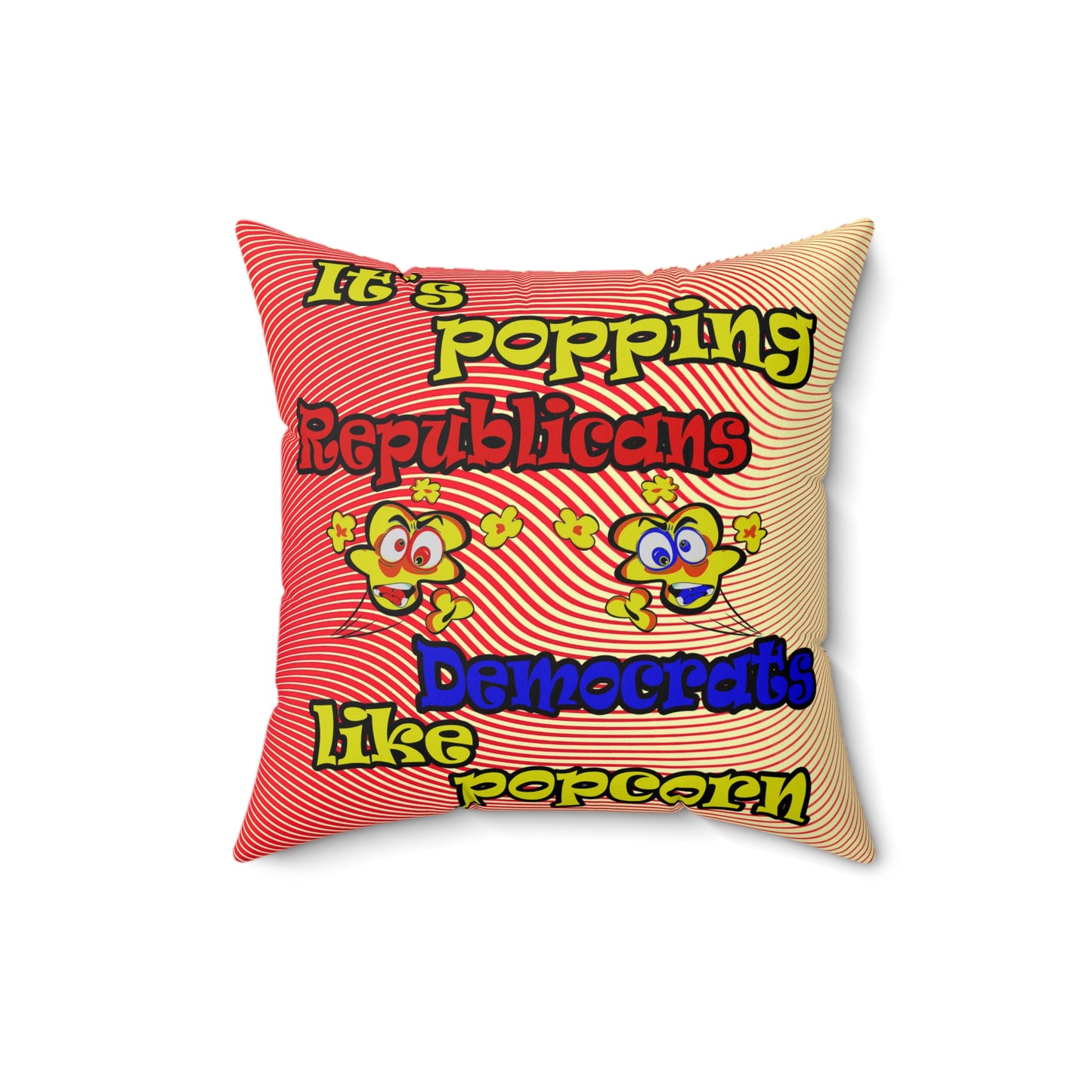 popping like popcorn - Spun Polyester Square Pillow - (yellow-orange wave)