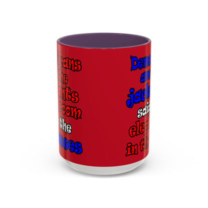 donkeys and elephants - Accent Mug (dark red)