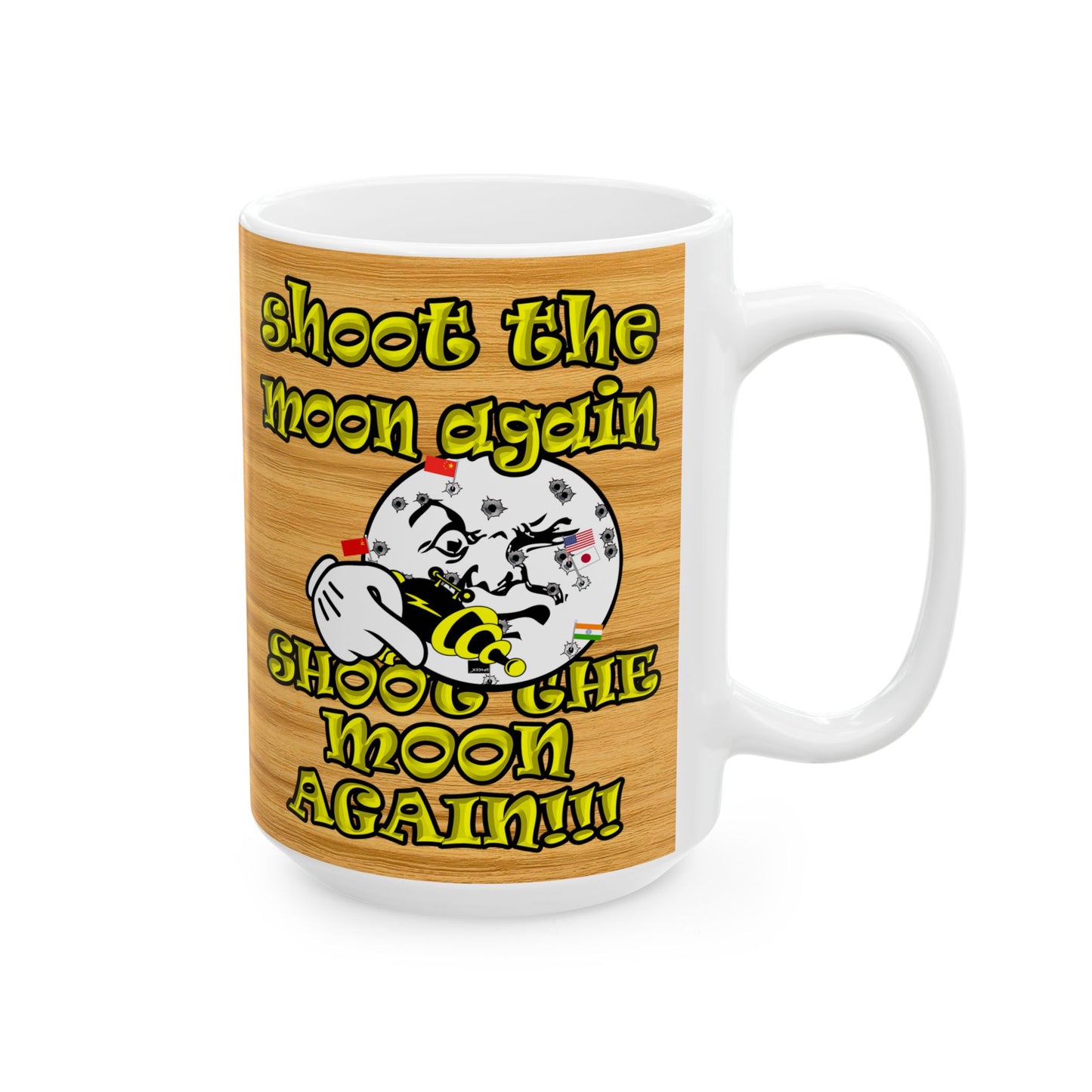 shoot the moon again - White Mug (butterscotch wood finish)