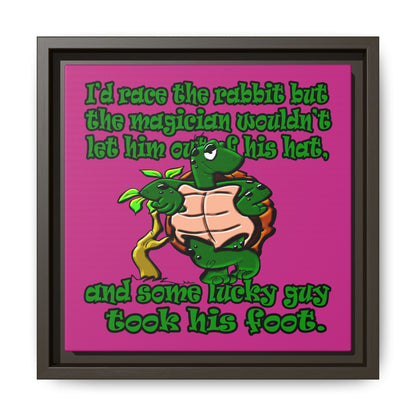 turtle race - framed canvas art (pink)