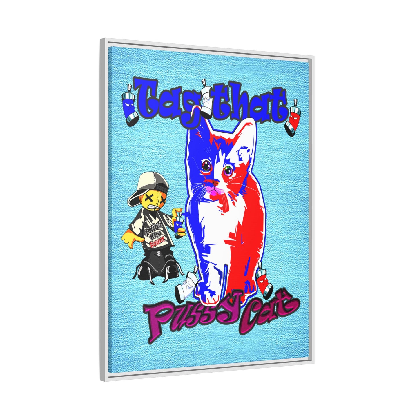 tag that - framed canvas art (faded blue)