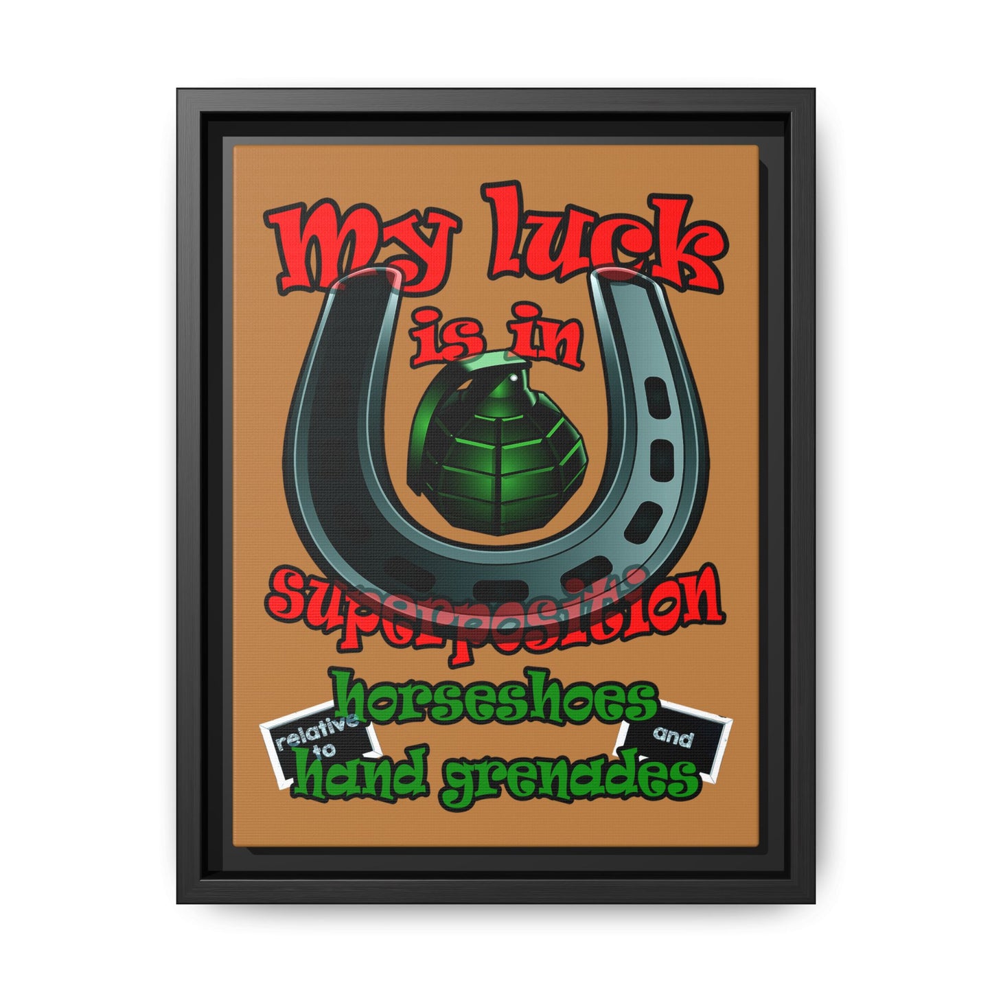 my luck - framed canvas art (light brown)