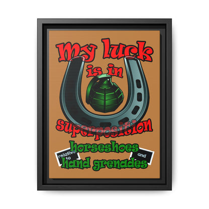 my luck - framed canvas art (light brown)