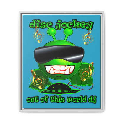 disc jockey - framed canvas art (turquoise)
