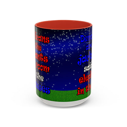 donkeys and elephants - Accent Mug ('snoops' background)