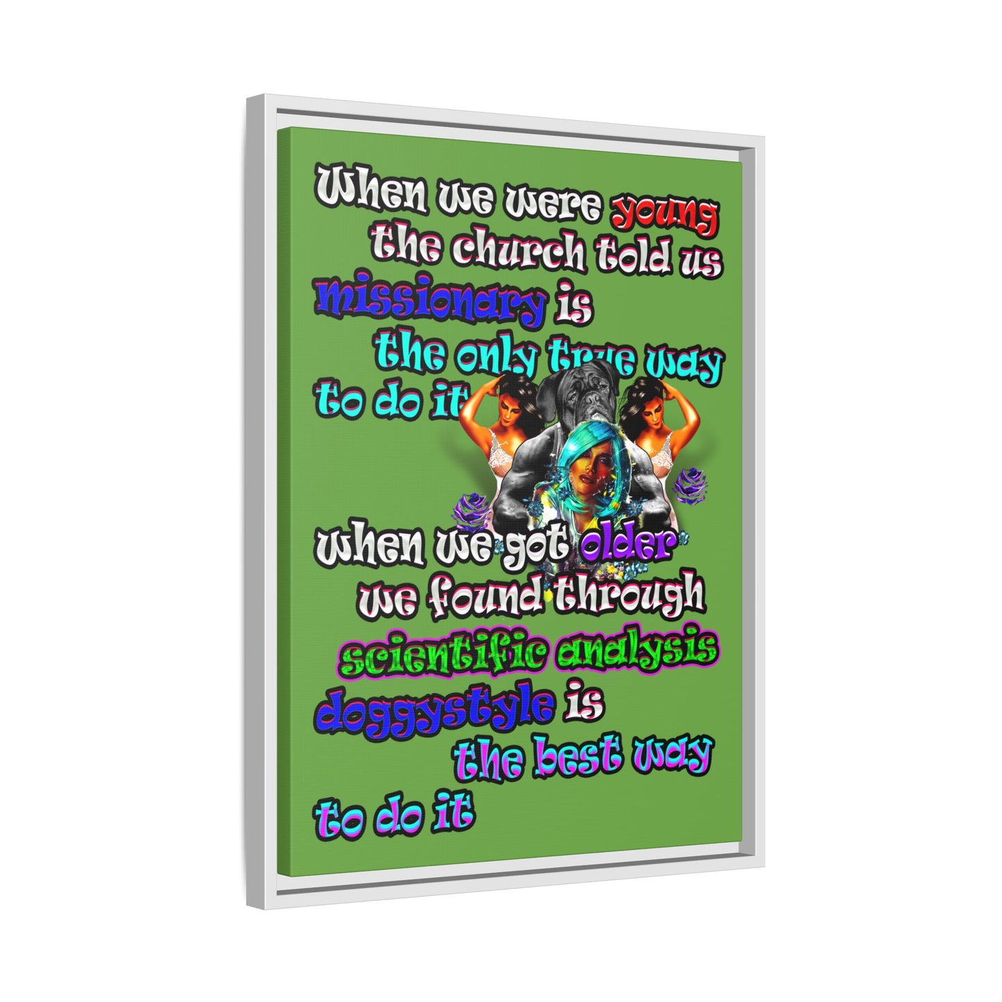doggystyle - framed canvas art (green)
