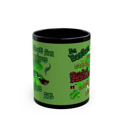celtics logo - Black Mug (green)
