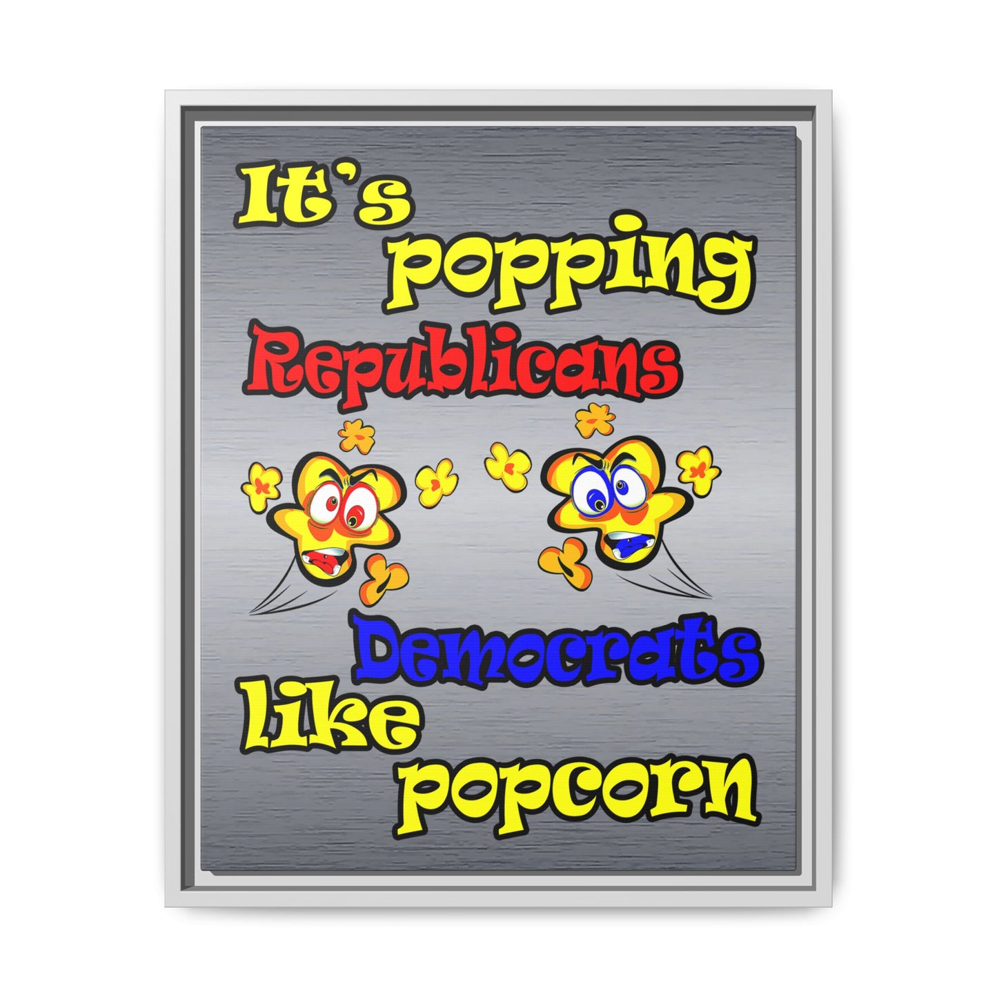 popping like popcorn - framed canvas art (brushed nickel)
