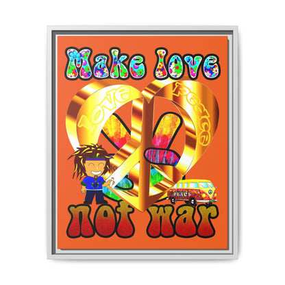 love peace - framed canvas art (orange)