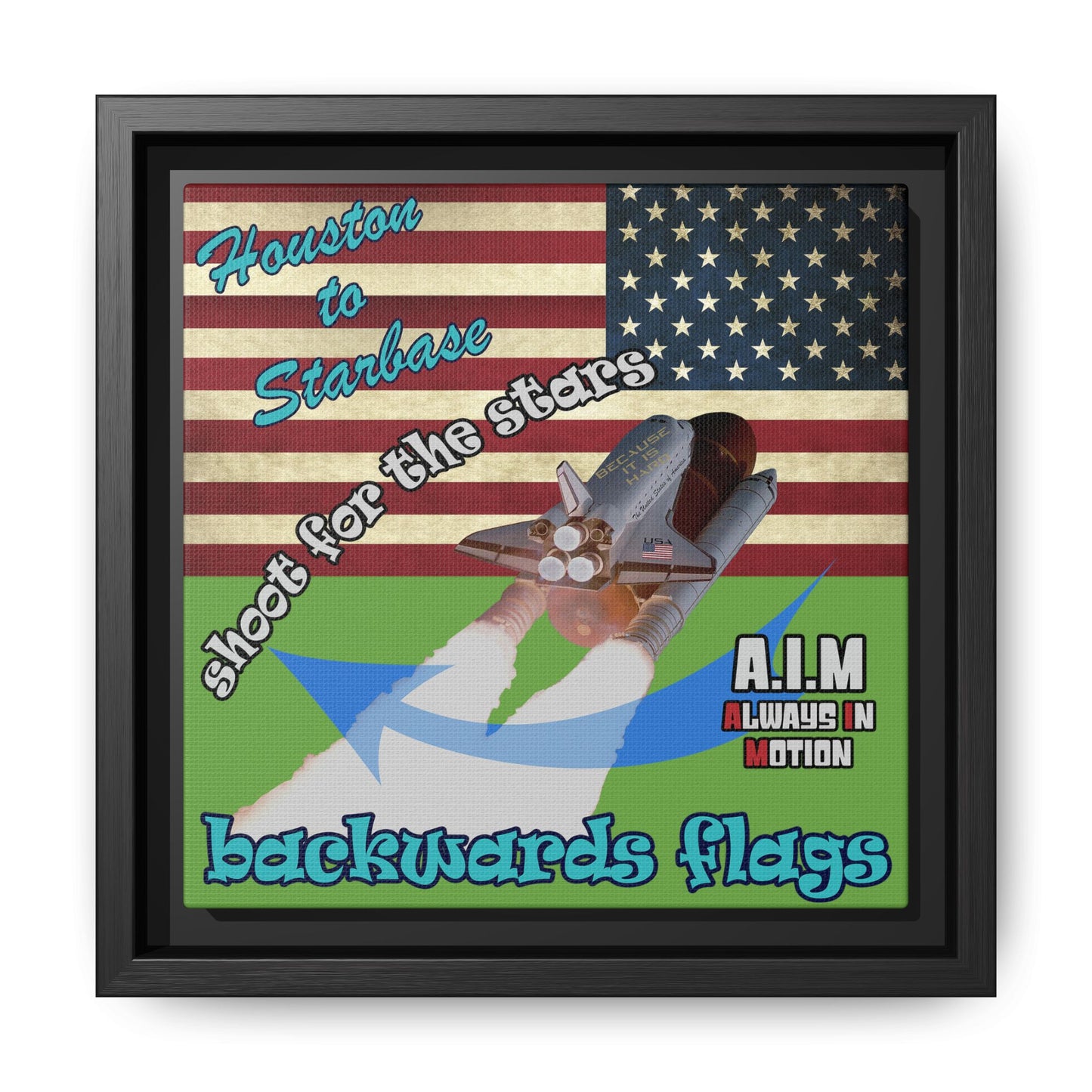 shoot for the stars - framed canvas art (green)