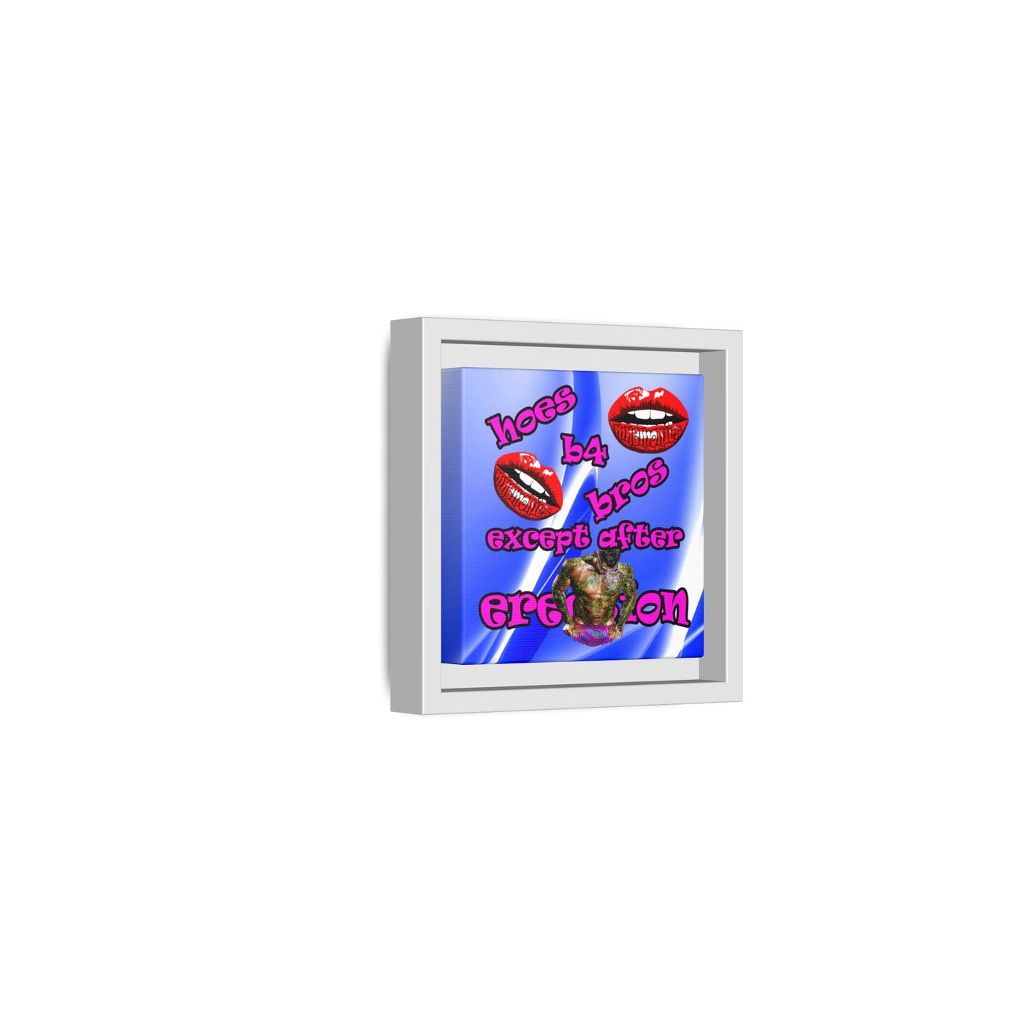 hoes b4 bros - framed canvas art (blue-white wave)