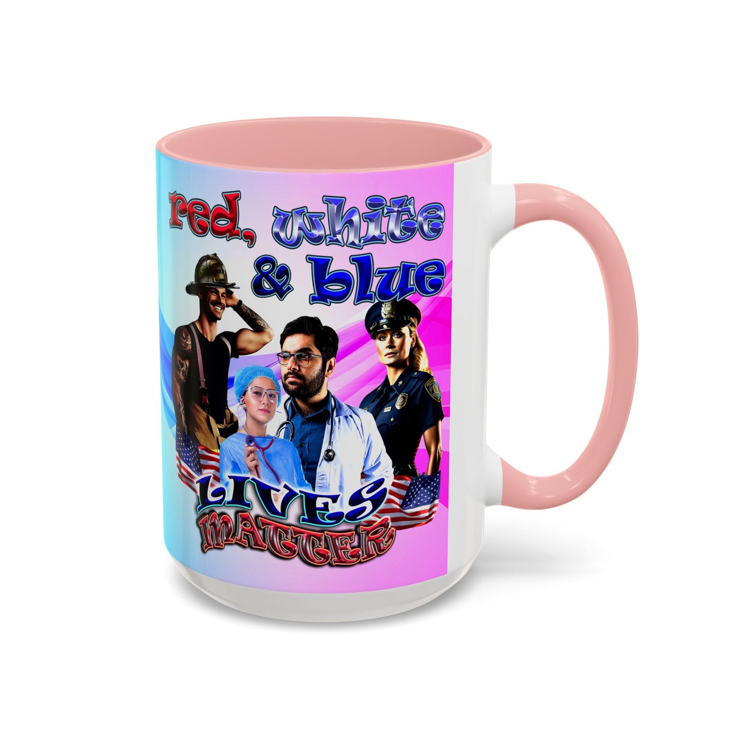 rw&b lives matter - Accent Mug (light blue-pink wave)